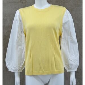 Talbots Sweater Womens Large Butter Yellow Knit Balloon Sleeve Preppy‎ Polished